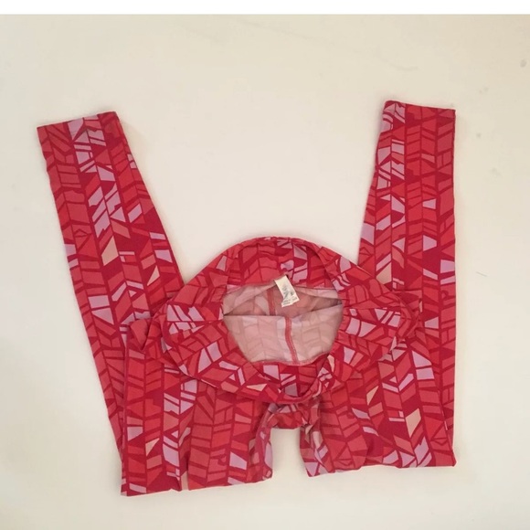 3LuLaRoe OS Pink Key/heart/geometric Leggings - Picture 4 of 6